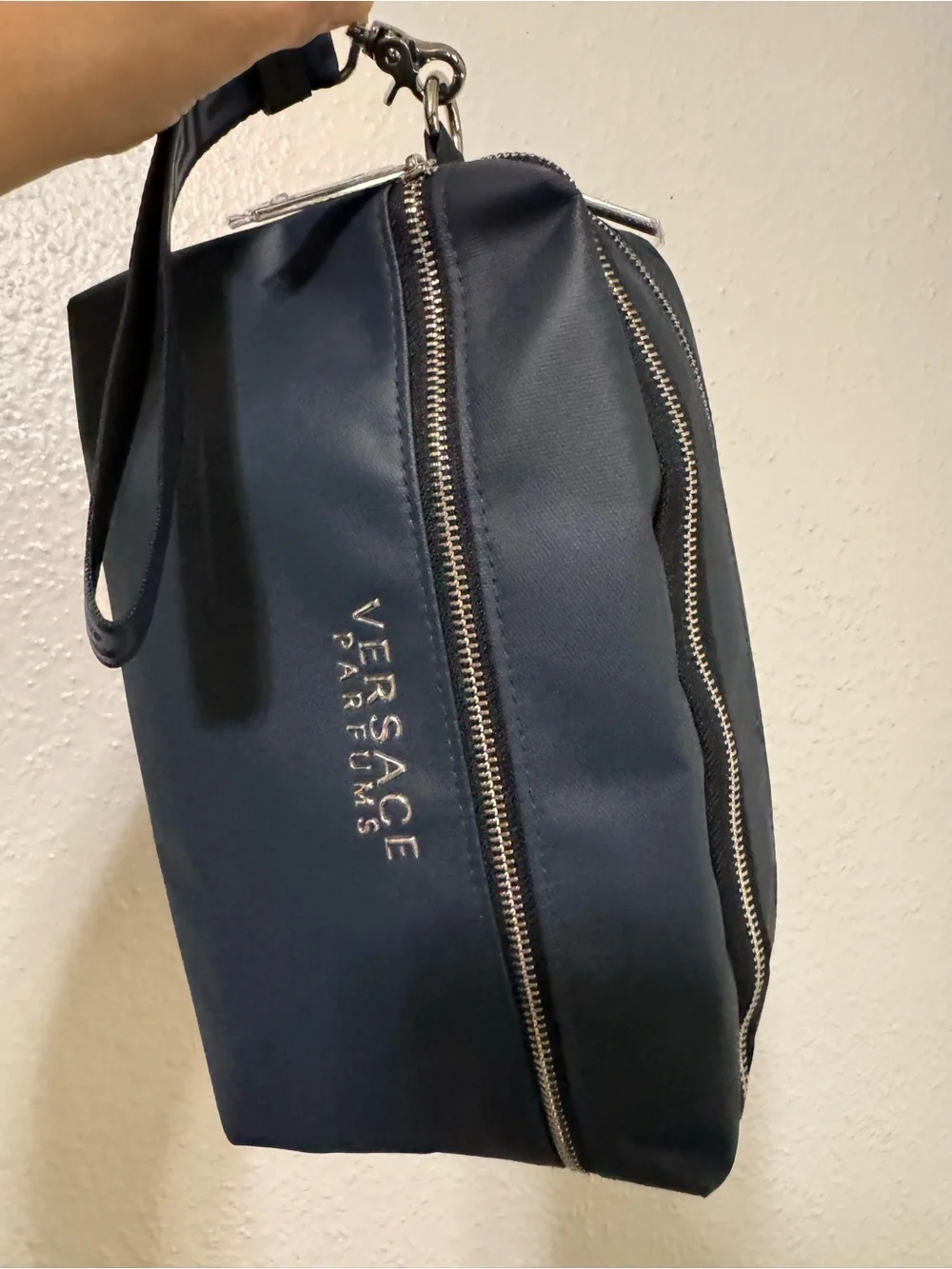 Versace Navy and Blush Pink Cosmetic Pouch Duo
